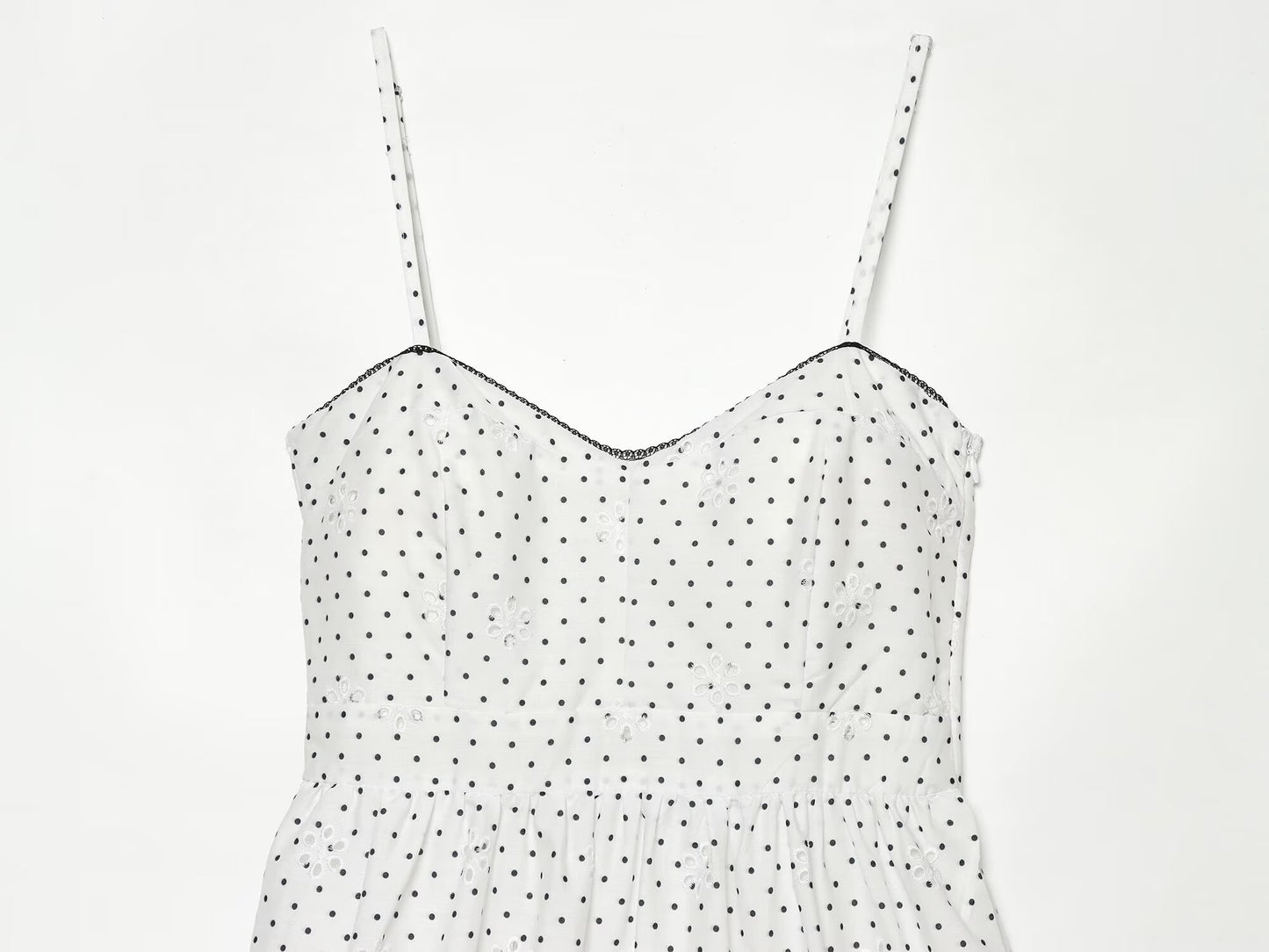 Women's hollowed out embroidered polka dot MIDI dress