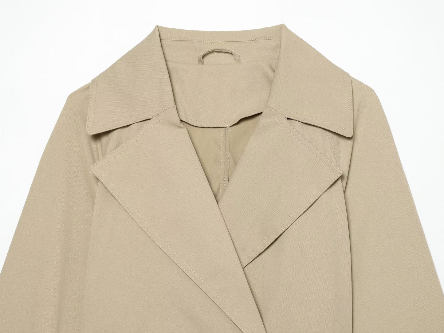 Women's With Belt Short Double breasted Windbreaker Coat