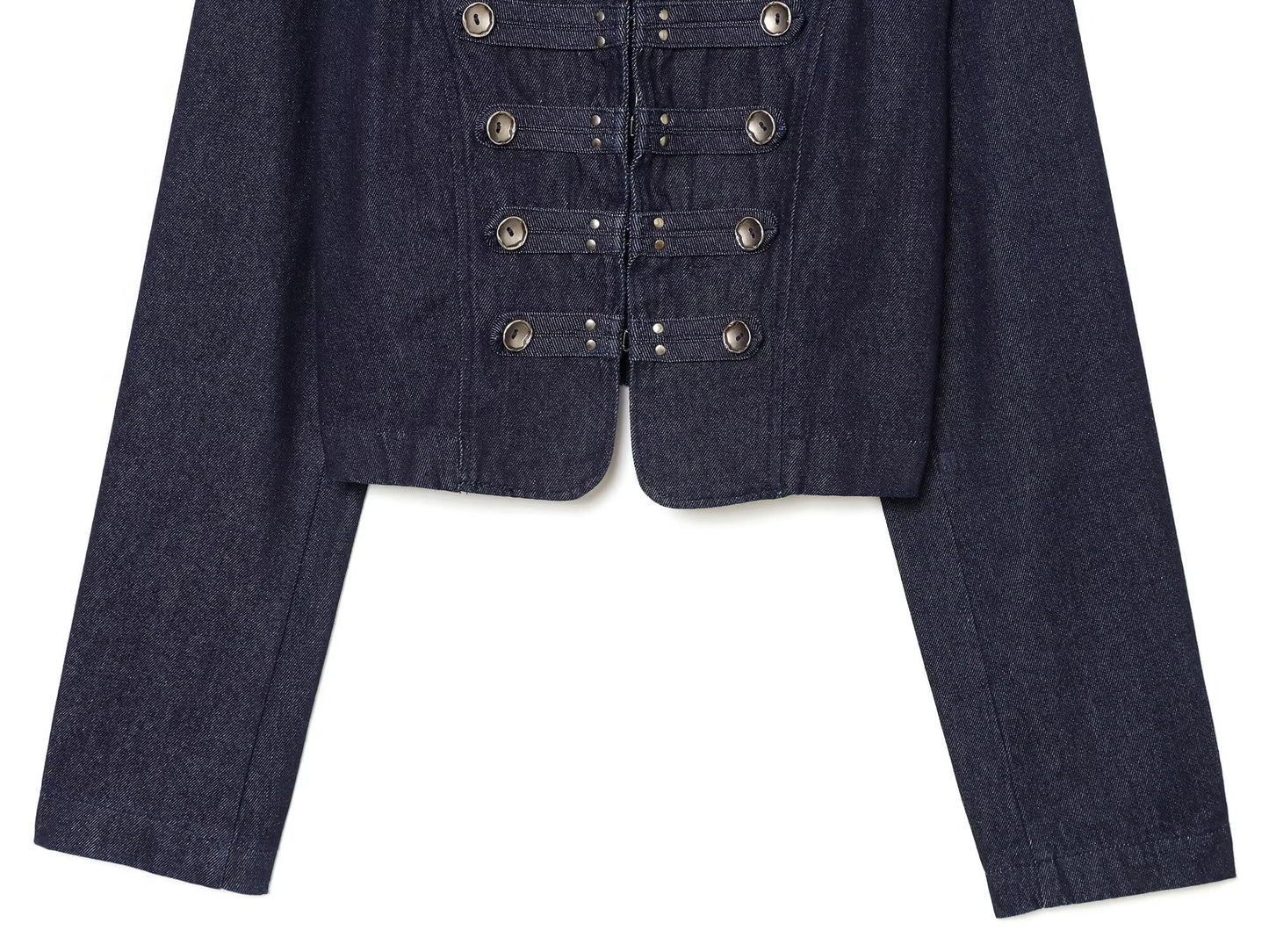 Women's buckle decoration short denim jacket