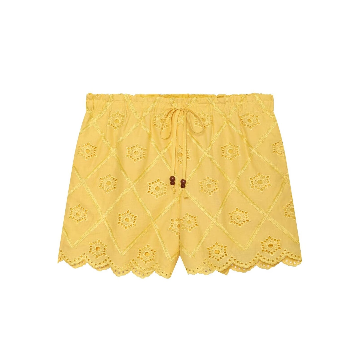 suit Women's 2 pieces hollowed out embroidered lace up top+Shorts