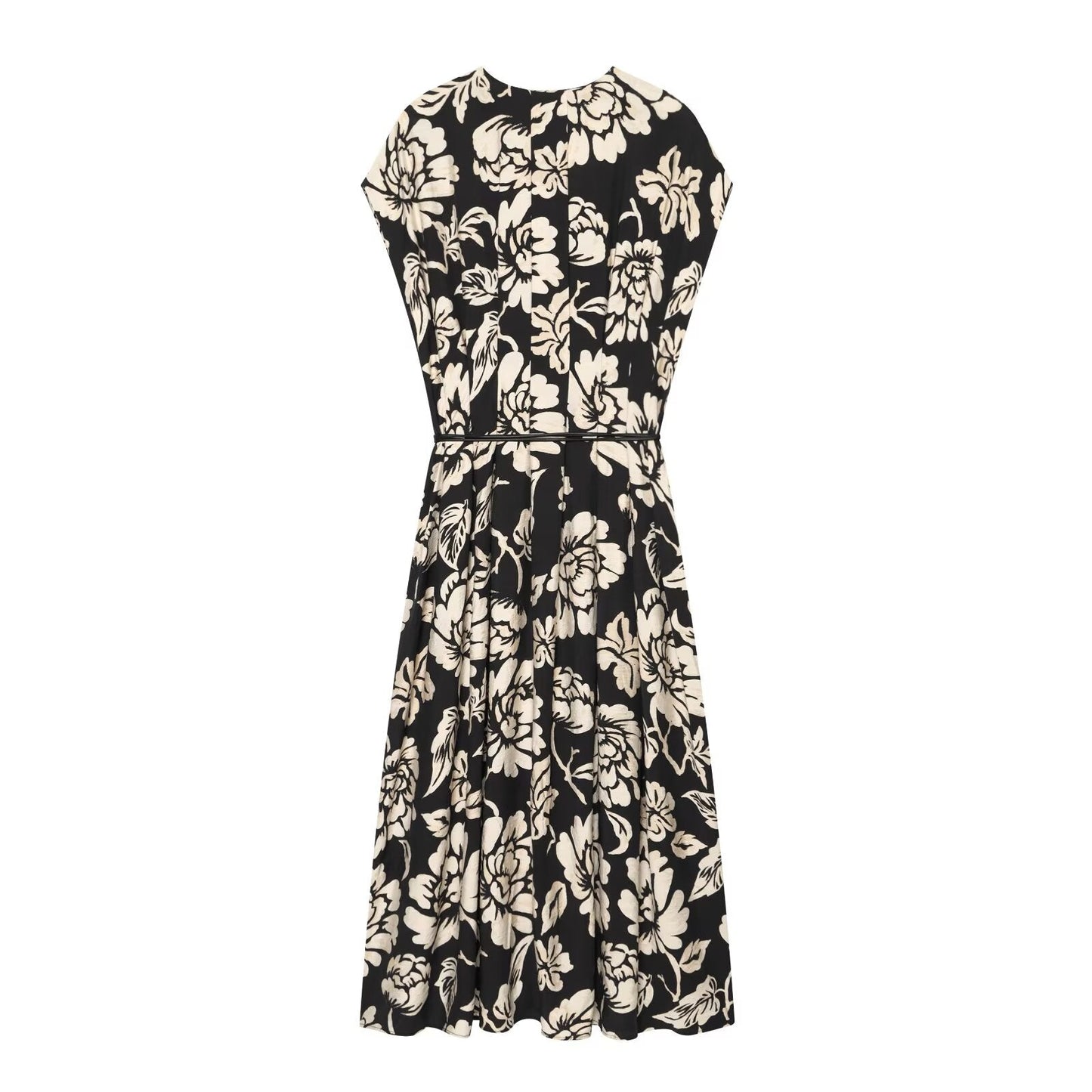 Women's printed V-neck MIDI dress