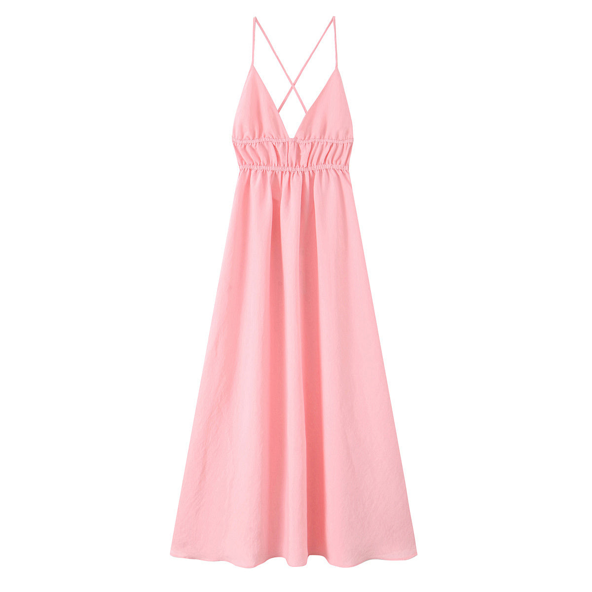 Women's new fashion draped suspender MIDI dress