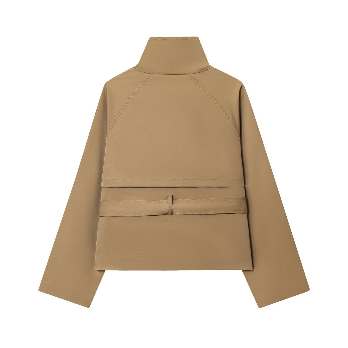 Women's New Fashion With Belt Short Double breasted Windbreaker Coat