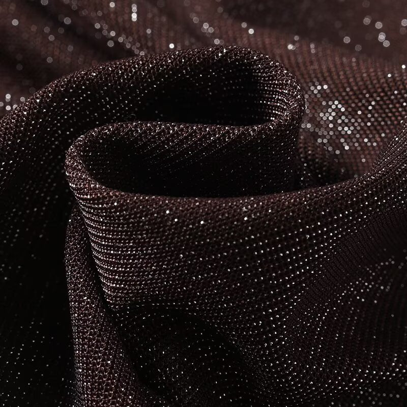 Women's metallic thread slim O Neck T-shirt