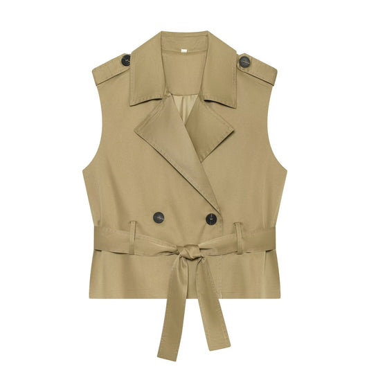Women's with belt casual double breasted vest
