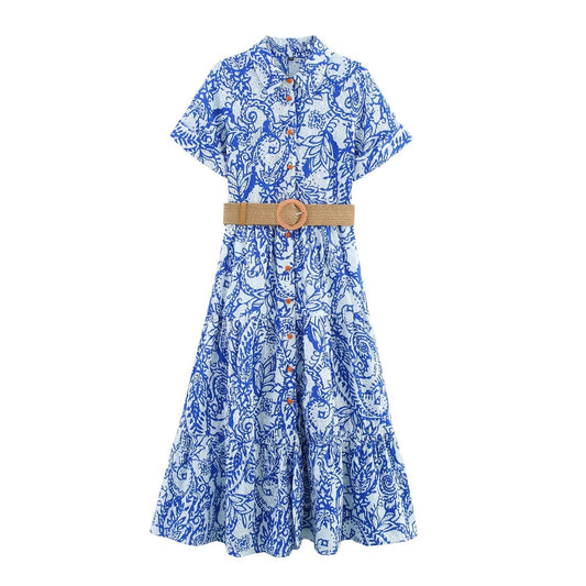 Women's With Belt embroidered dress