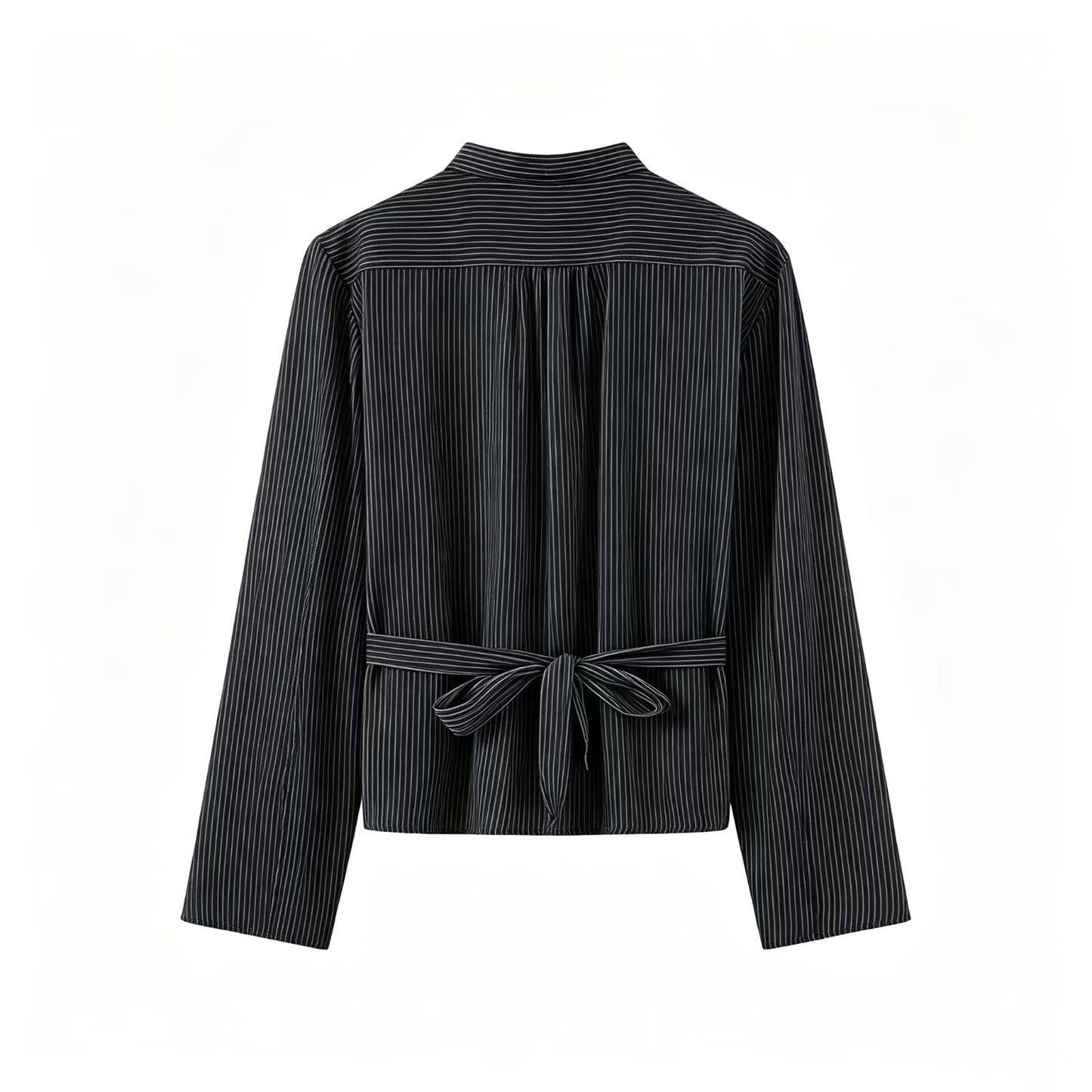 Women's O Neck striped rope button shirt