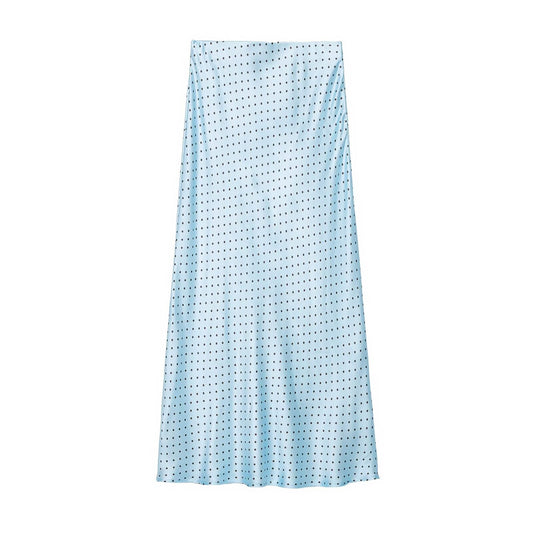 Women's satin textured polka dot MIDI skirt