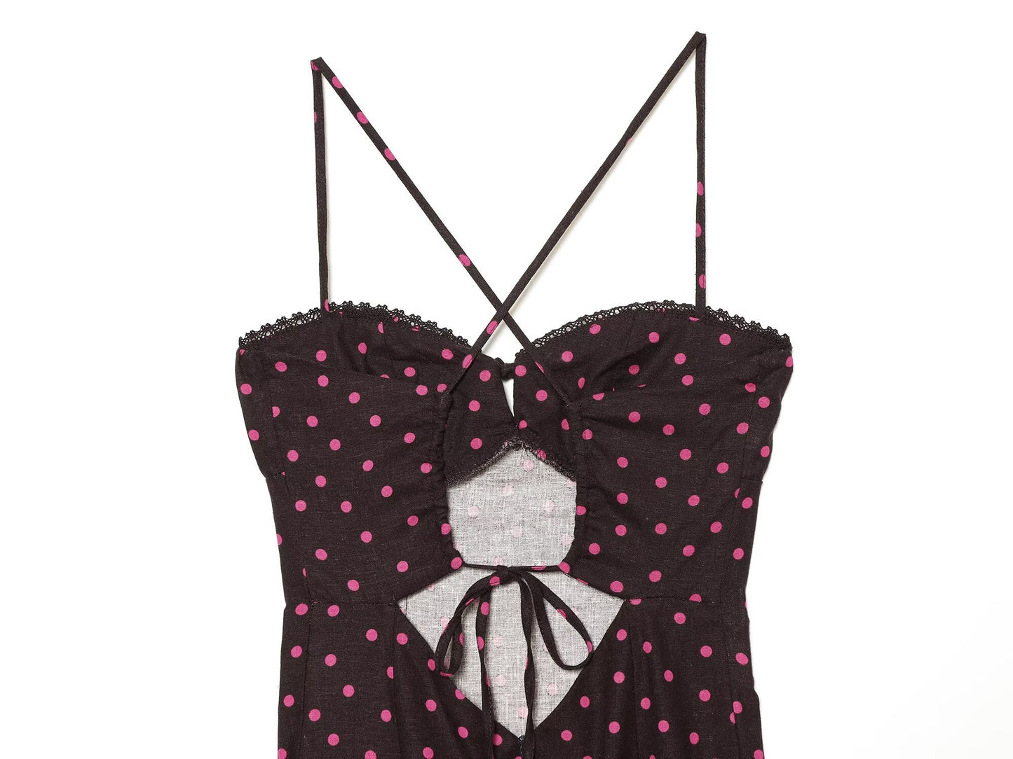 Women's polka dot suspender MIDI dress