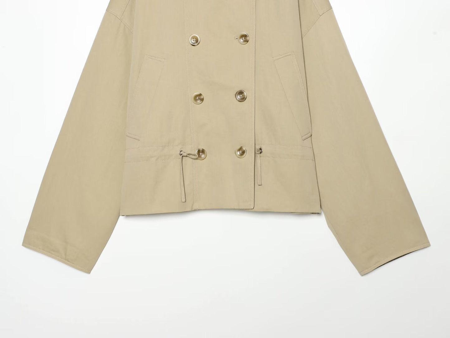 Women's retro stand collar double breasted trench coat