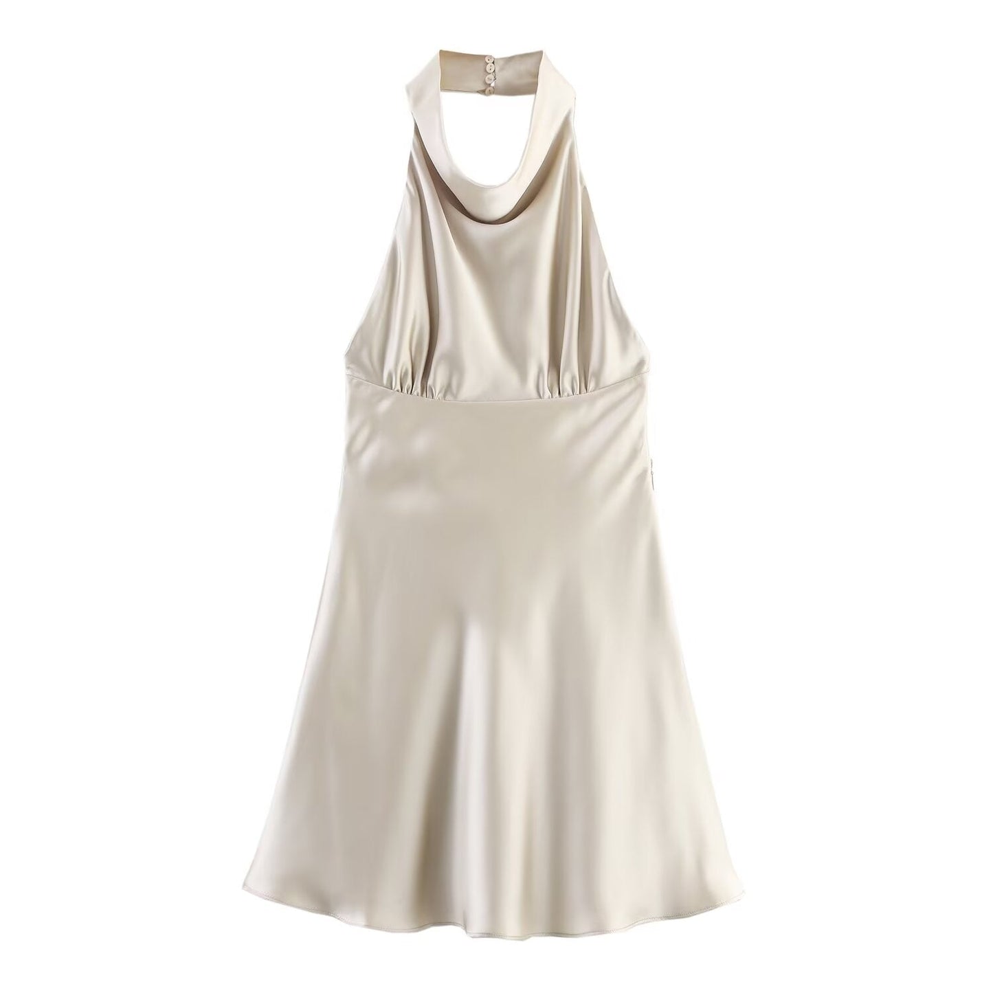 Women's new fashion backless bow decoration satin texture mini dress