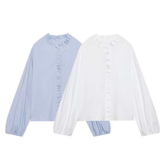 Women's 2026 layered decoration casual poplin shirt