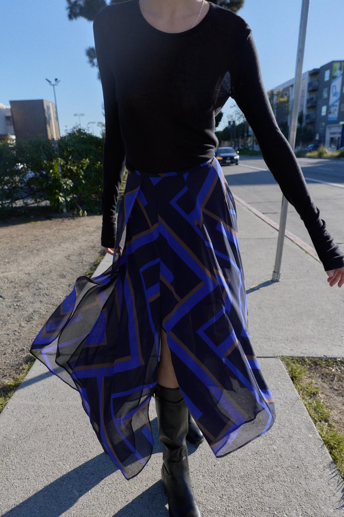 2026 Women's printed asymmetrical MIDI skirt