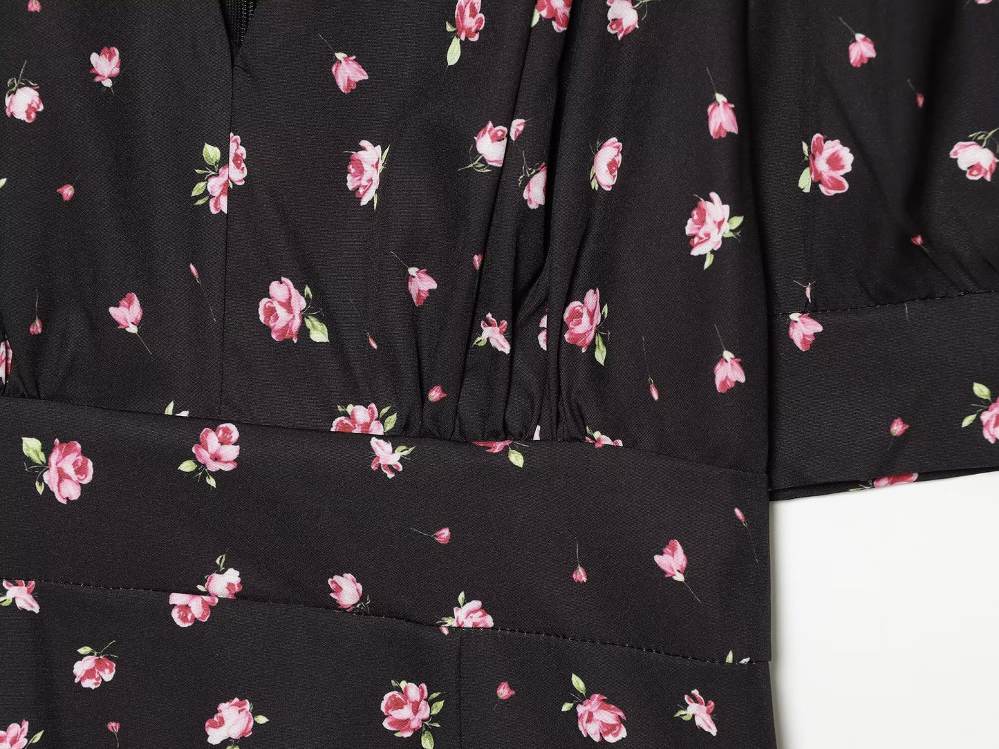 Women's slim V-neck printed mini dress