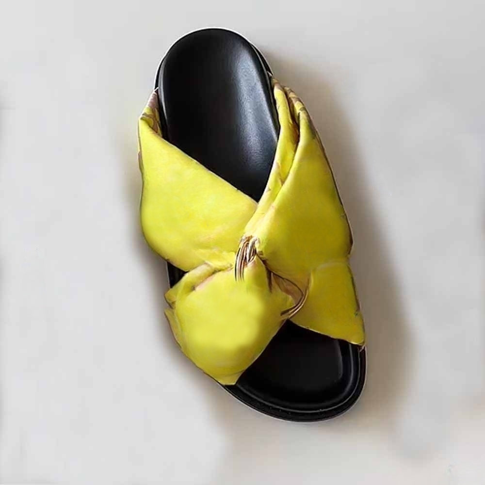 Women's new cross metal buckle design bread shoes slippers have a shoe box