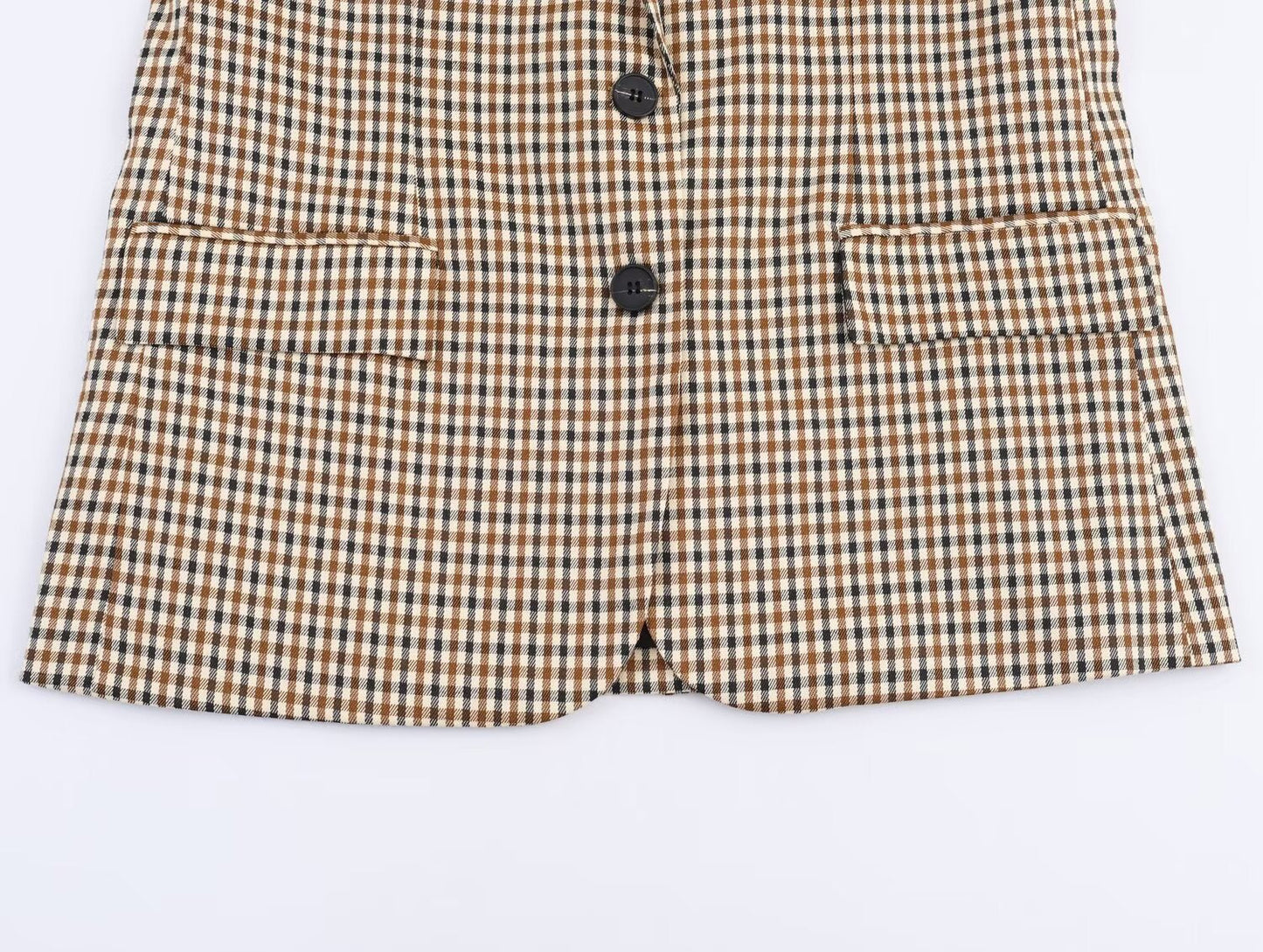 Women's new fashion loose single breasted checkered suit jacket+Pants suit