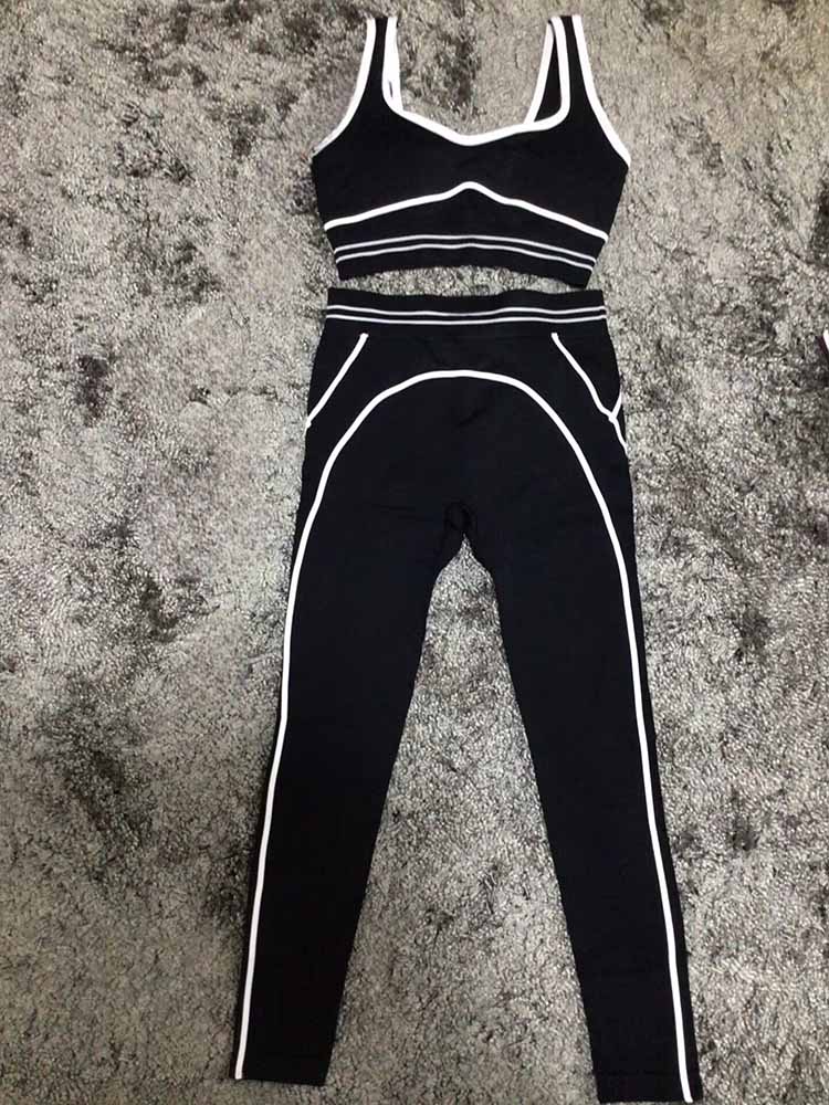 Women's new fashion high elastic speed dry bra pants yoga suit