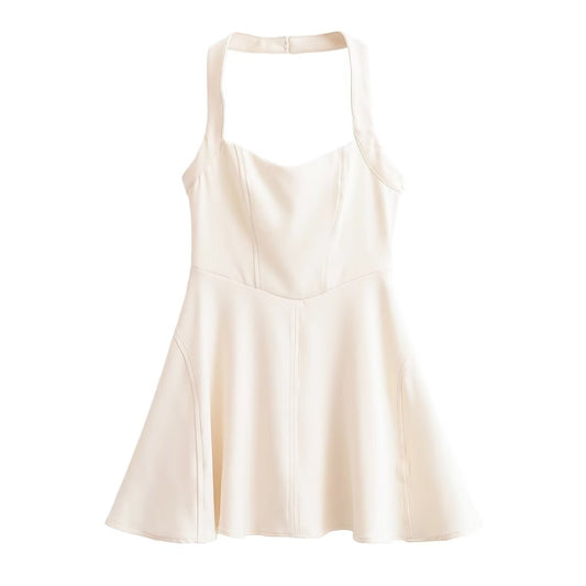 Women's hanging neck wide hem dress