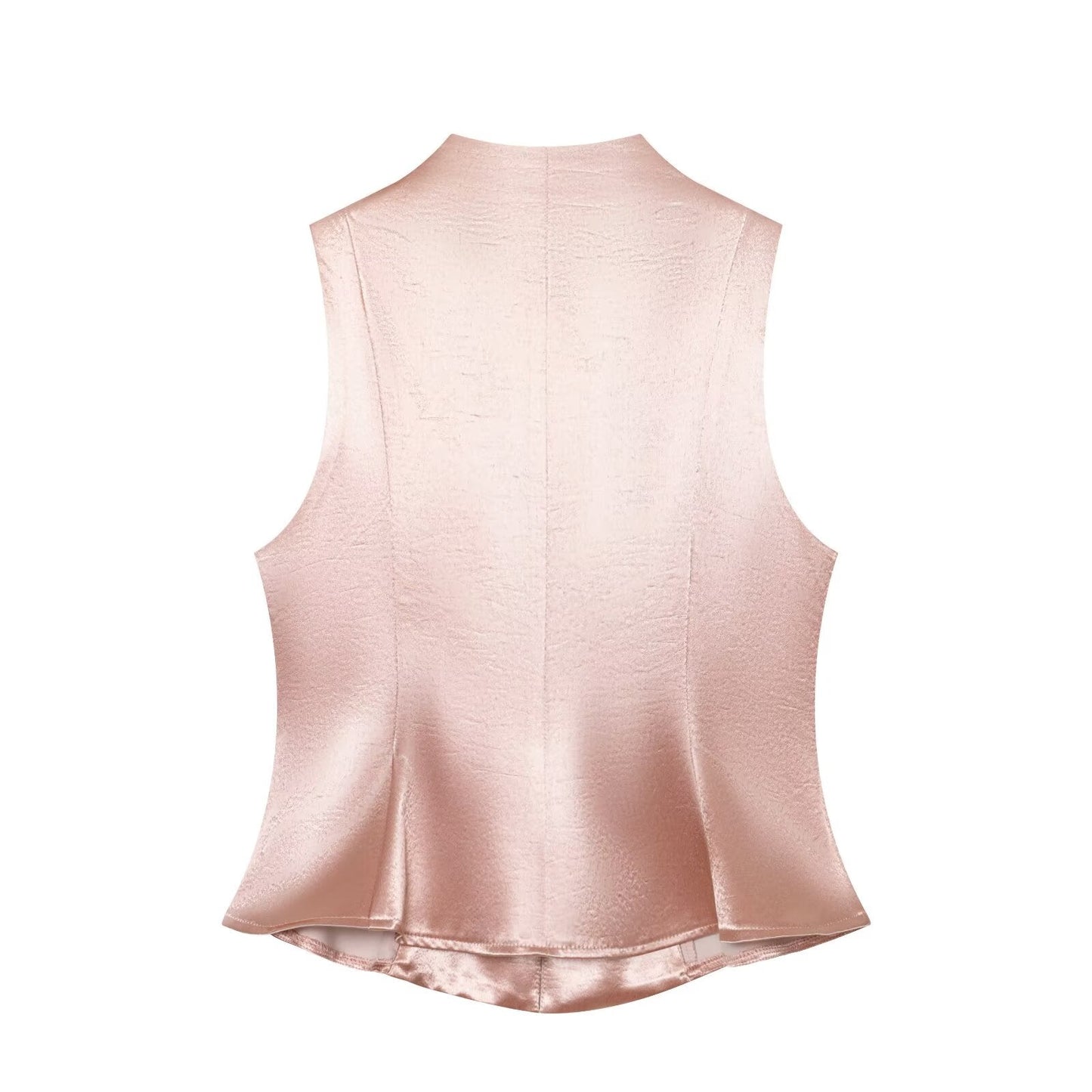 suit Women's 2 pieces button decoration satin textured top+Pants
