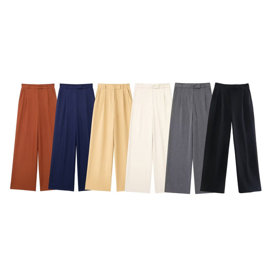 Women's pleated casual wide leg pants