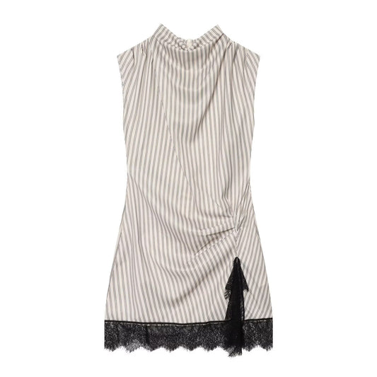Women's striped lace mini dress