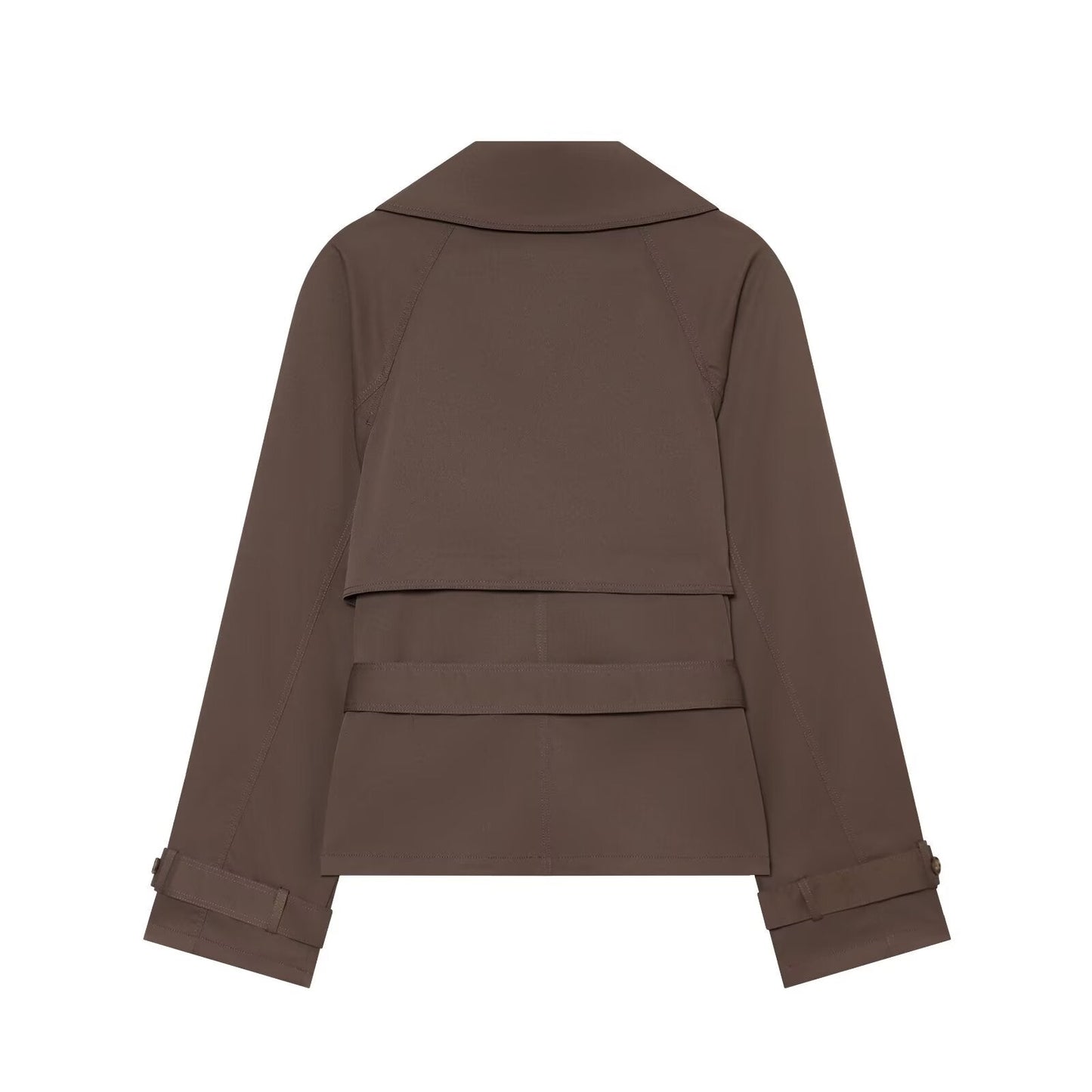Women's With Belt Short Double breasted Windbreaker Coat