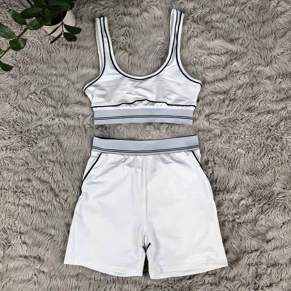 Women's new high-elastic, high-waist hip-lifting shorts vest fitness suit