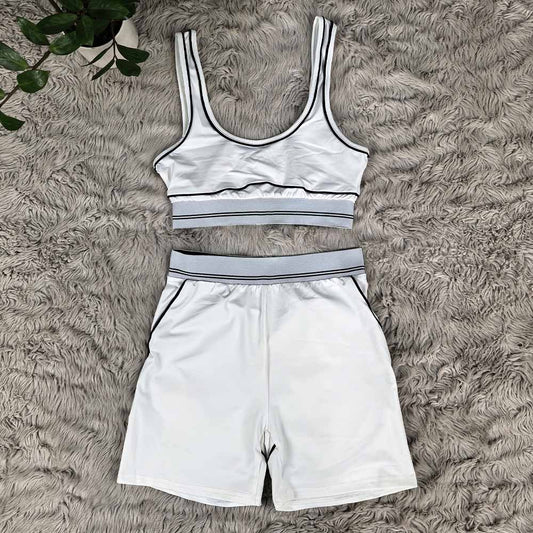 Women's new high-elastic, high-waist hip-lifting shorts vest fitness suit