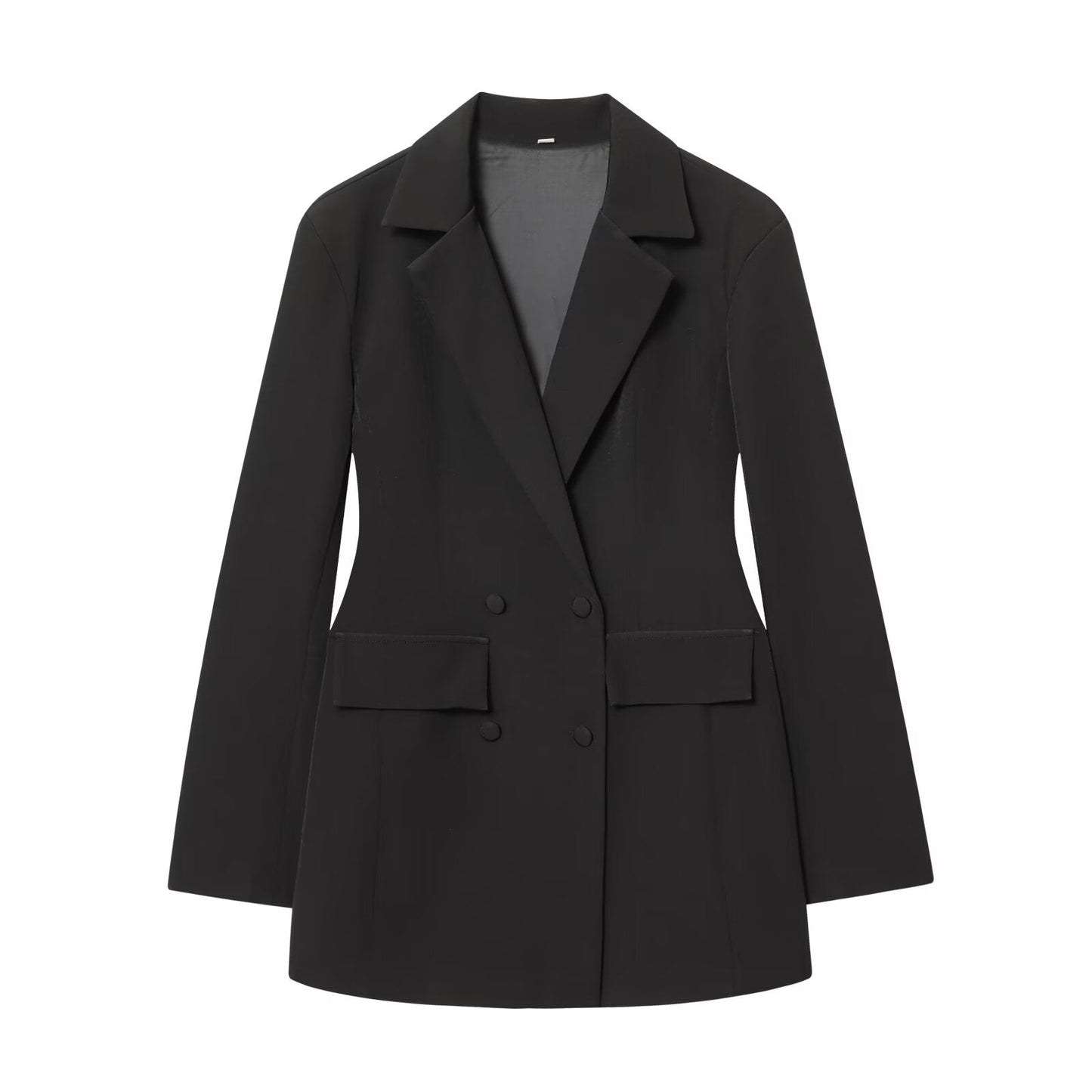 Women's solid slim double breasted Blazer Coat