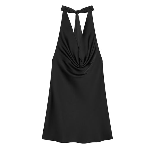 Women's satin textured halter neck dress