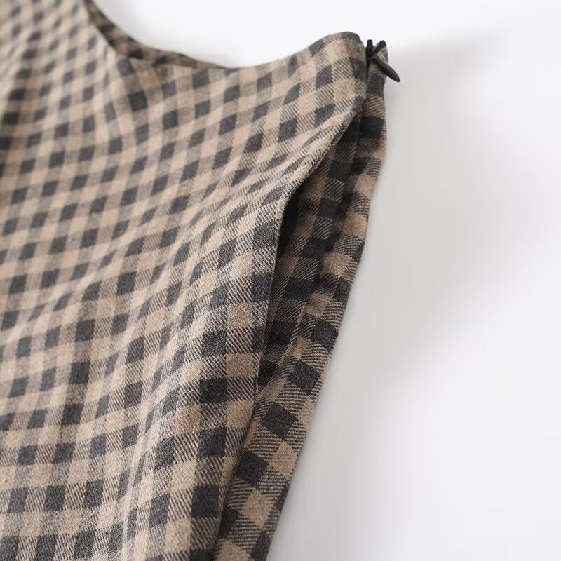 Women's retro plaid flared A-line skirt