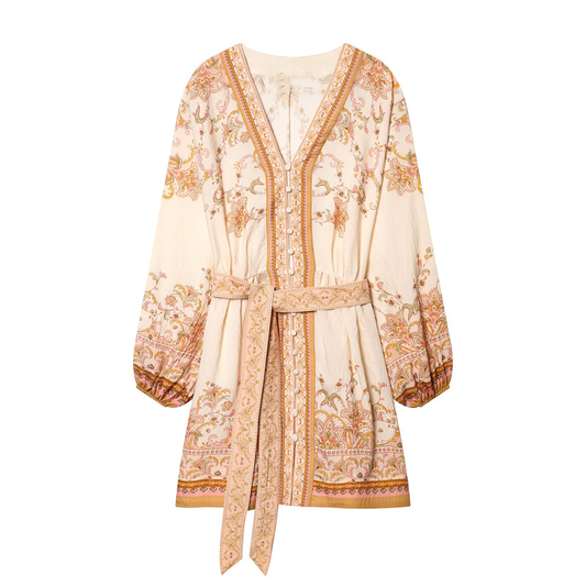 Women's vacation style V-neck printed dress