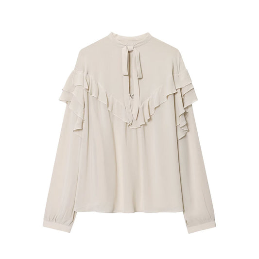 Women's new bow decoration loose layered decoration shirt