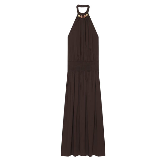 Women's beaded decorative halter neck dress