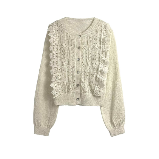 Women's lace crochet hollow knitted cardigan