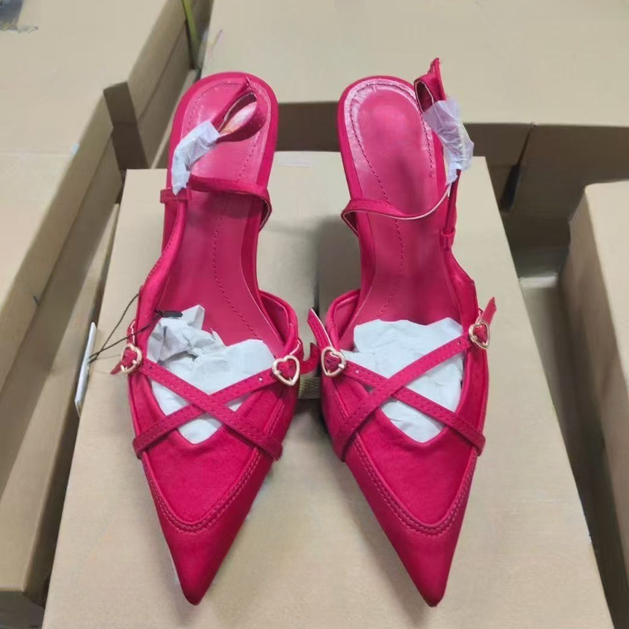 2026 women's new pointy cross-hollowed high-heeled shoes