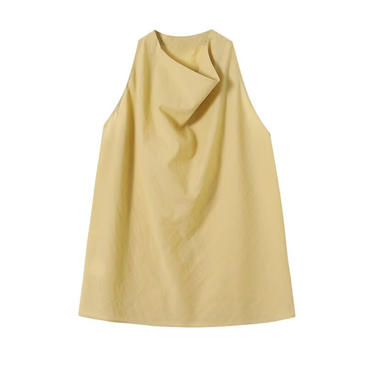 Women's draped Swing collar sleeveless top