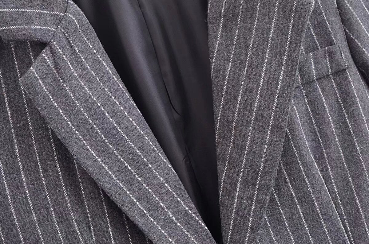 suit Women's 2 pieces Lapel fine stripe Blazer Coat+Skirts