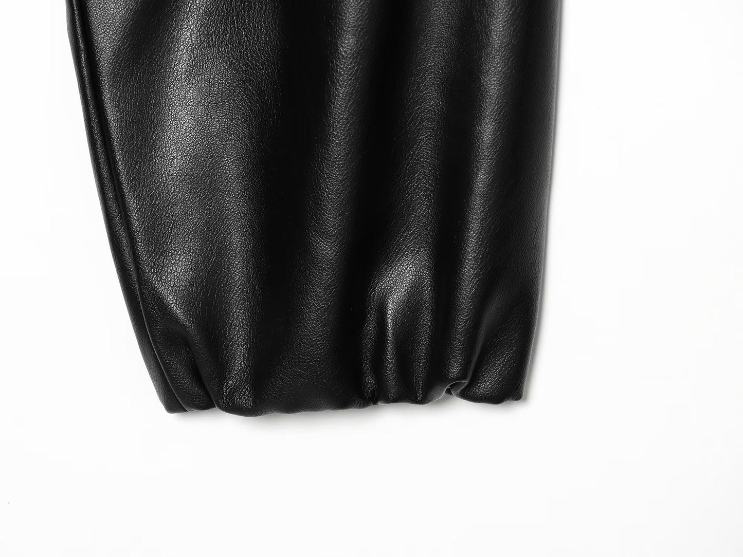 Women's Short Stand Collar Faux Leather Jacket