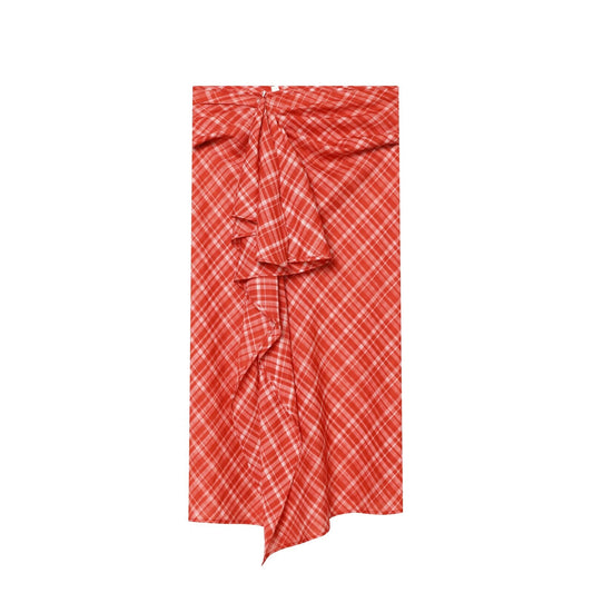 Women's layered decorative Plaid Midi skirt