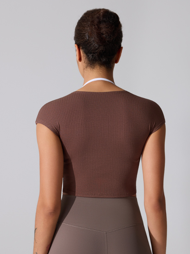 Women's new breathable slim fitness yoga short sleeve T-shirt
