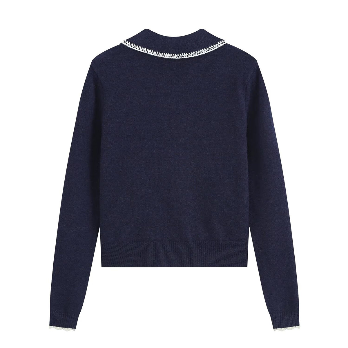 Women's soft texture contrasting pattern knitted cardigan