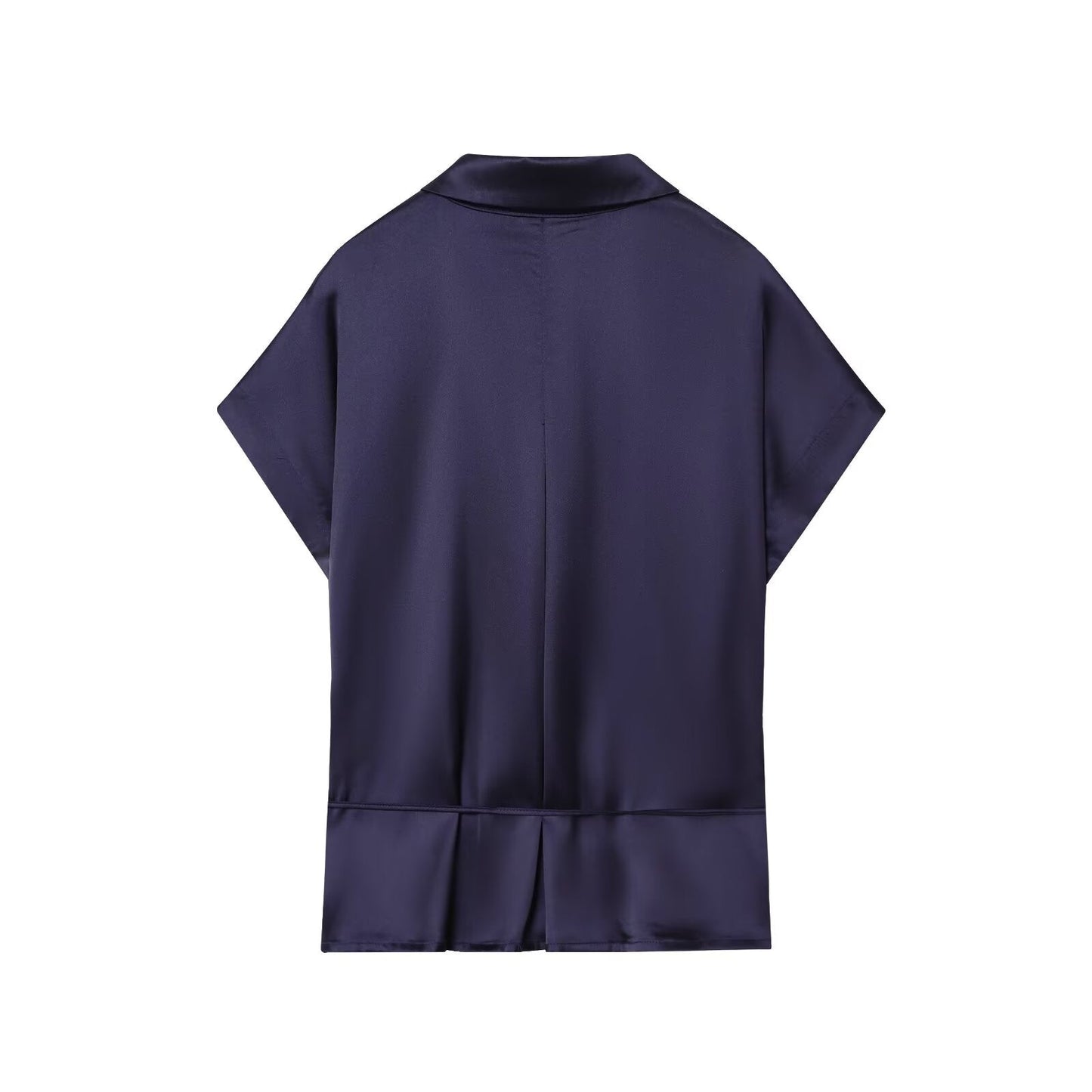 Women's new fashion with Belt short sleeved satin textured shirt+Pants suit