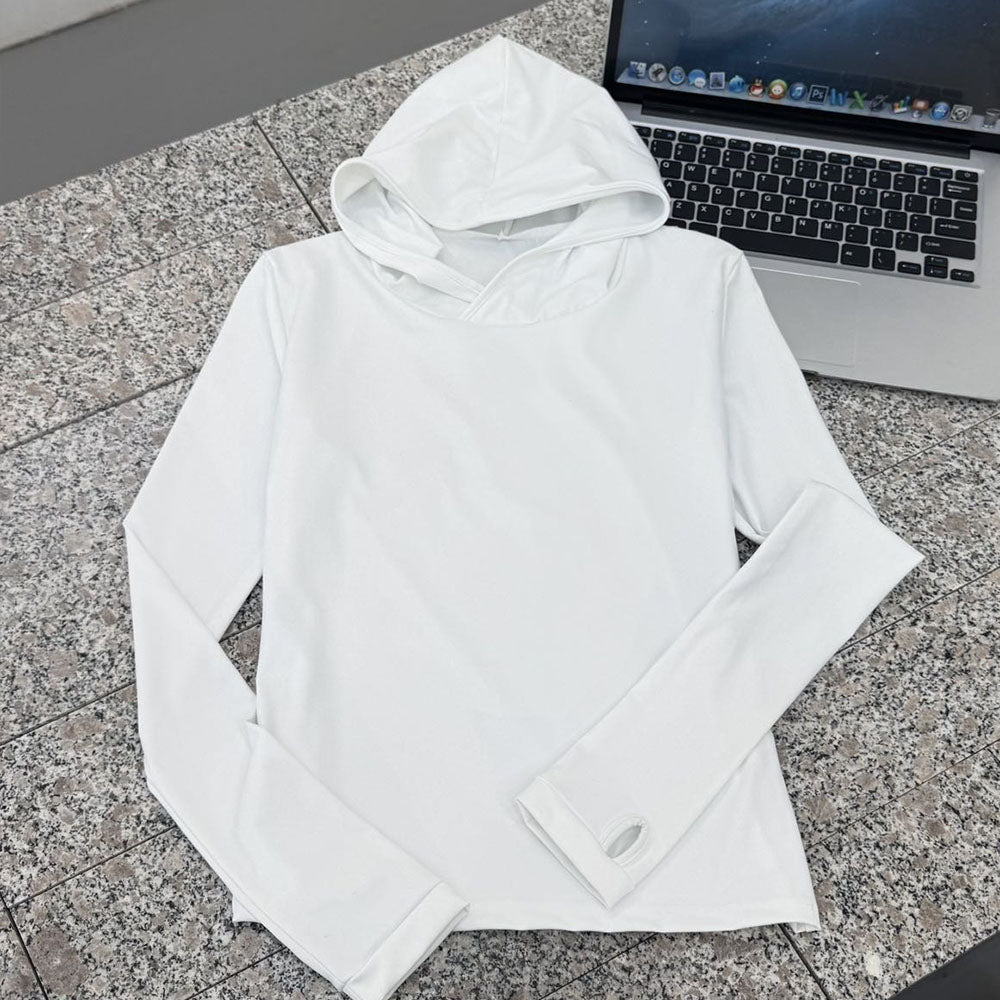 2026 women's new hooded long-sleeved yoga T-shirt for running and cycling