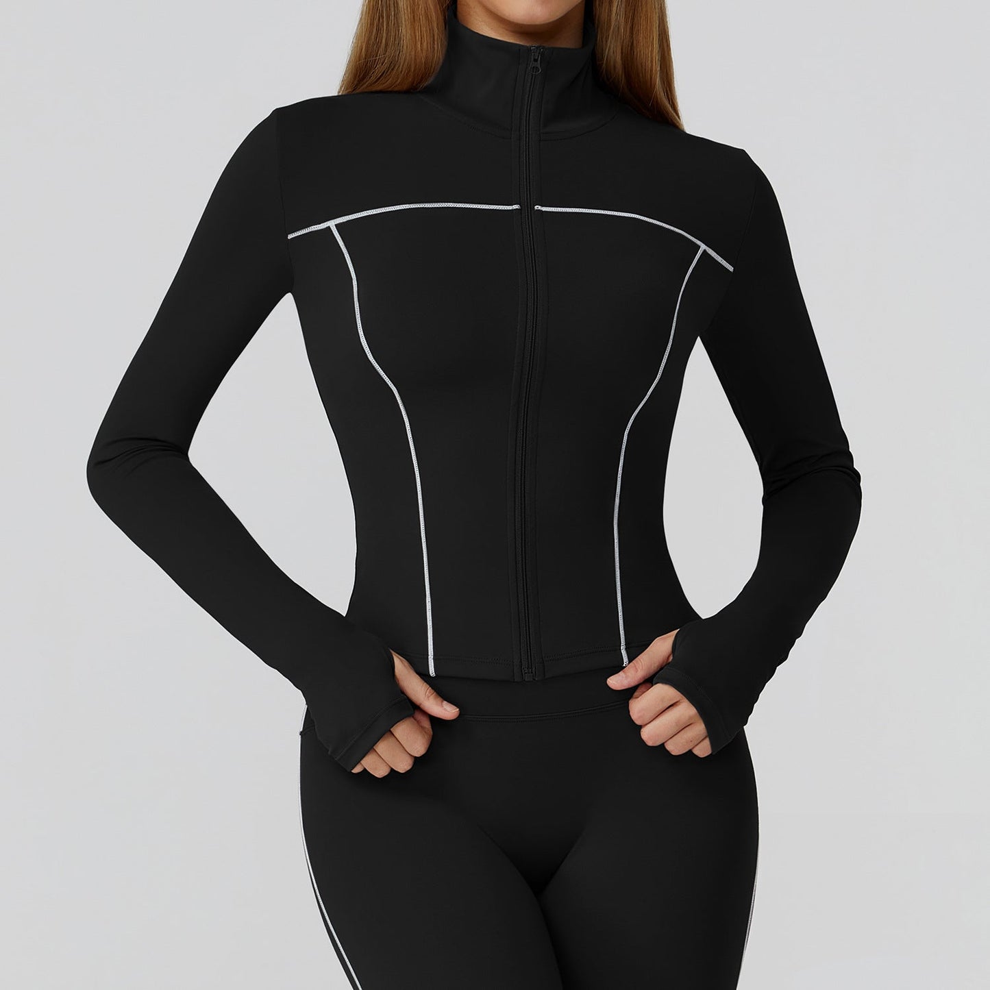 LU 2026 women's new contrast sanding zipper windproof yoga jacket