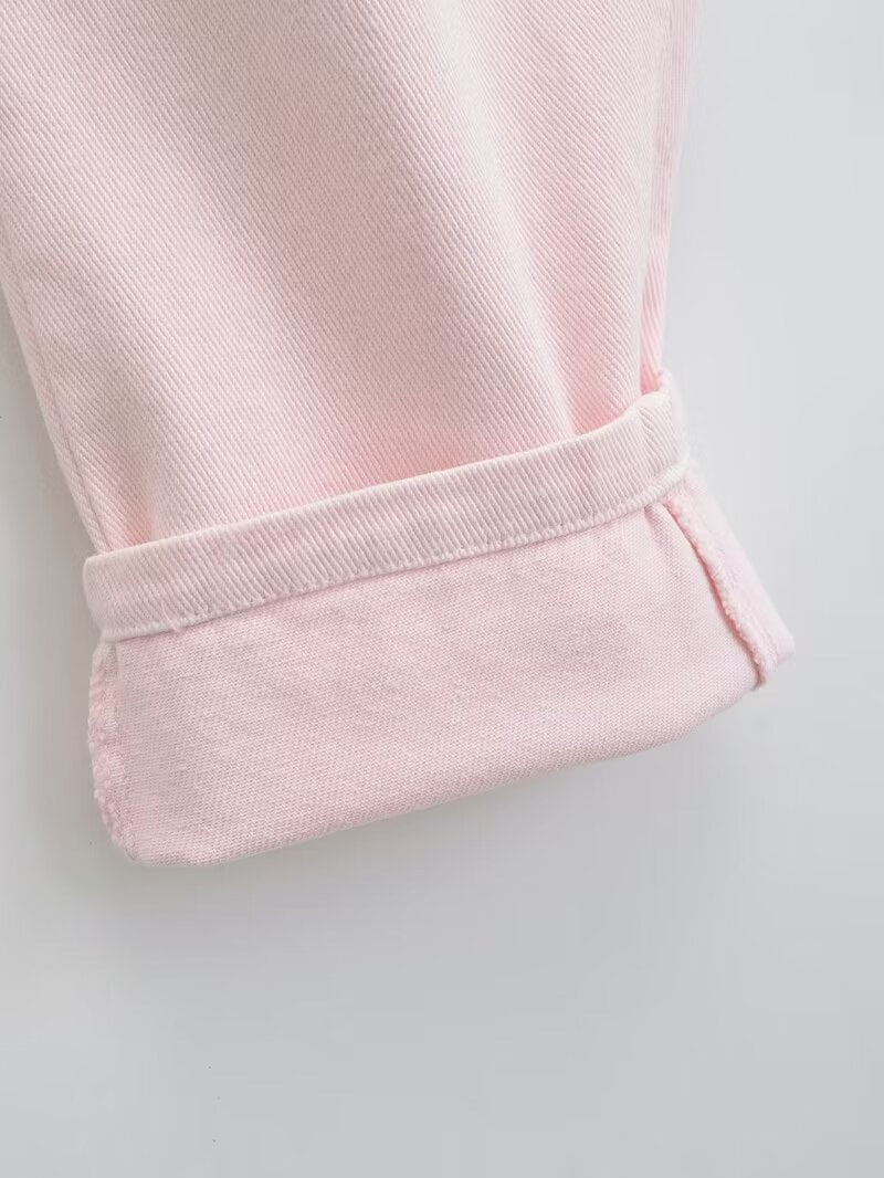 Women's casual high waisted paper bag style jeans