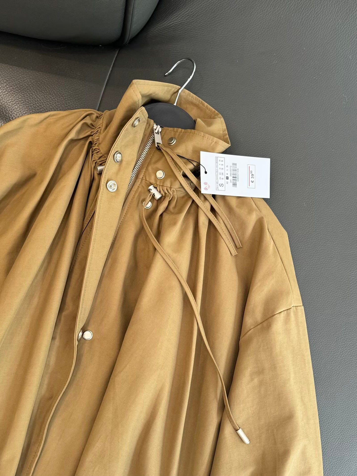 Women's new fashion loose stand collar pleated flight jacket Coat