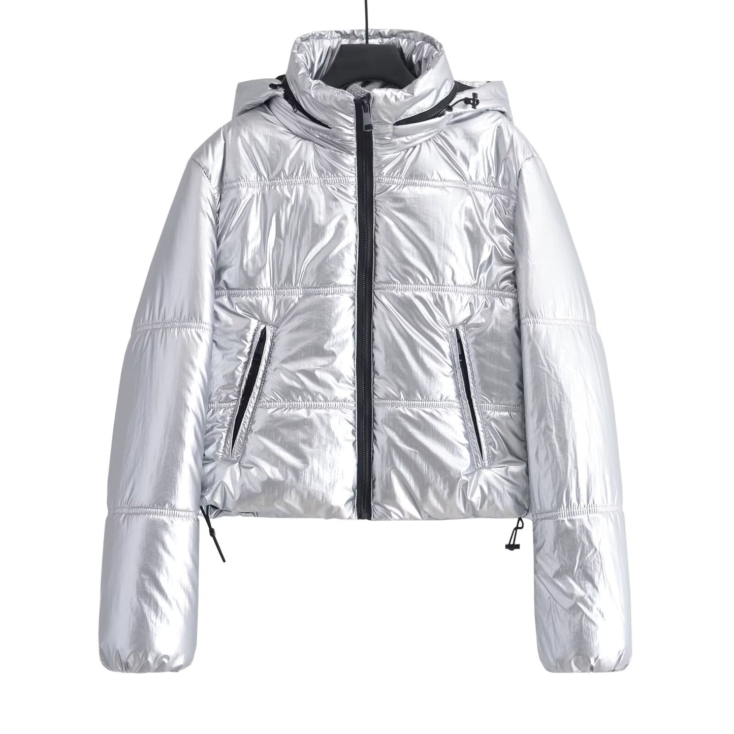 Women's metal series short thick hooded cotton Coat