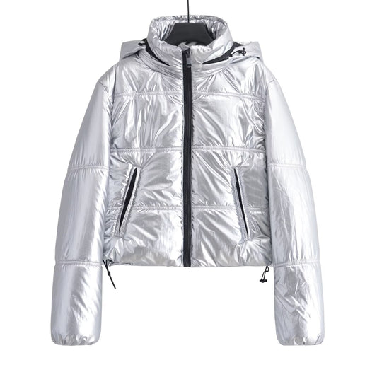Women's metal series short thick hooded cotton Coat