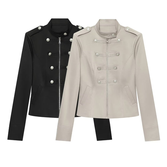 Women's double breasted waist cinched jacket Coat